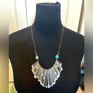 Lucky Brand festival boho unique silver tone statement necklace